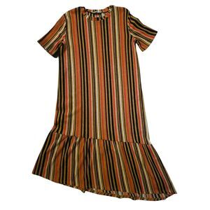 Zara Trafaluc Small Dress 70's Inspired Crepe Asymmetric Hem Retro Stretchy